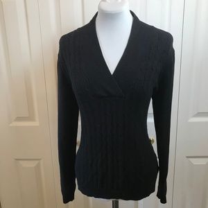 Knit Fit Black Cable Sweater Winter Fall Career XL